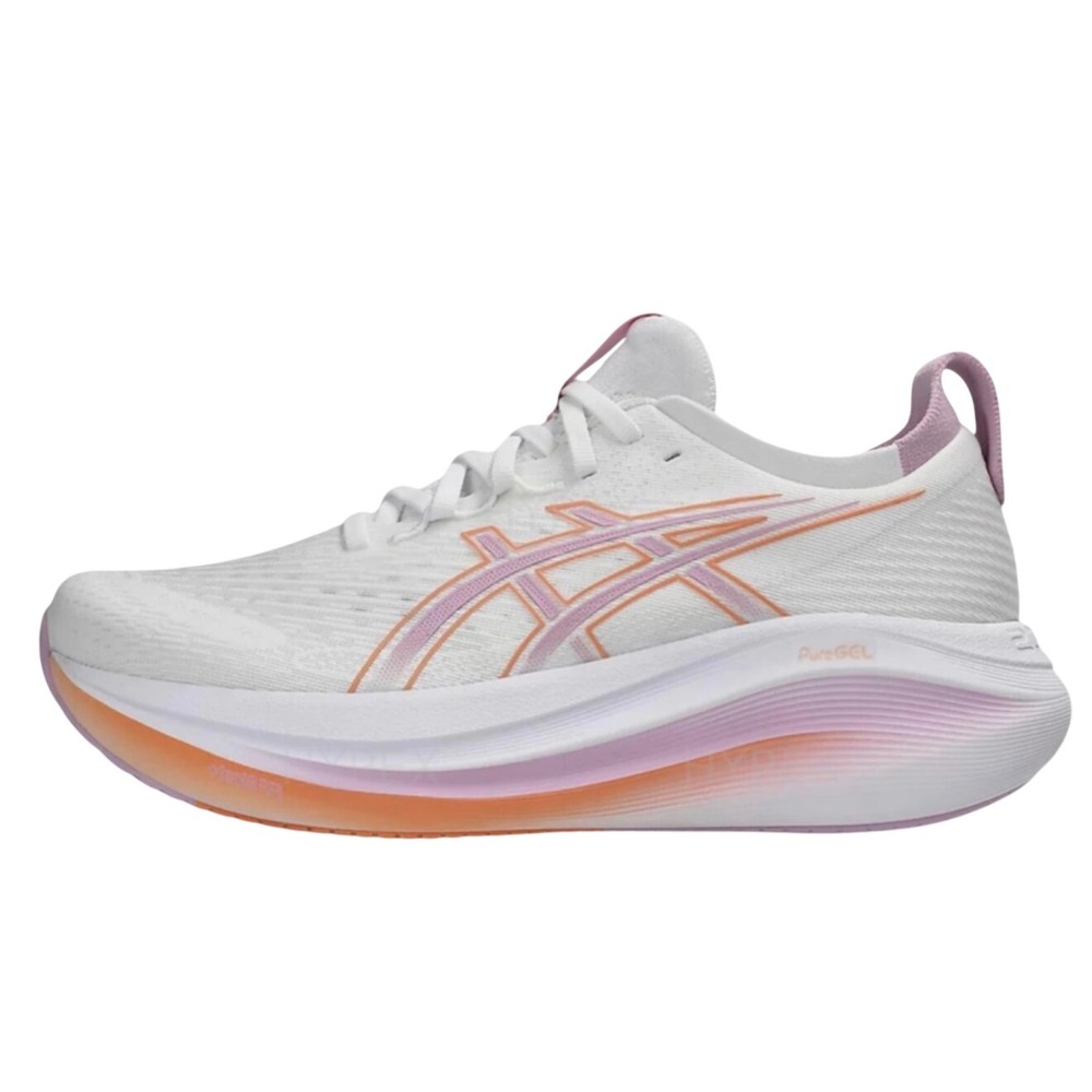 Asics Womens Gel-Nimbus 27 White Light Ube Running Shoes Size 10 NWB